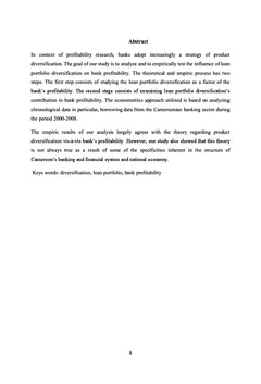 Diversification du portefeuille de credits et rentabilite bancaire