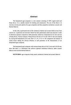 Developpement et optimisation d'un agro-composite chenevotte et amidon