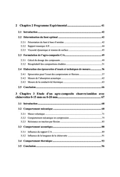 Developpement et optimisation d'un agro-composite chenevotte et amidon