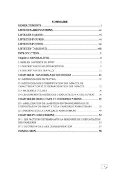 Optimisation et perennisation de l'exploitation de la carriere