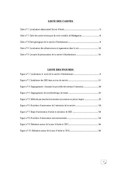 Optimisation et perennisation de l'exploitation de la carriere