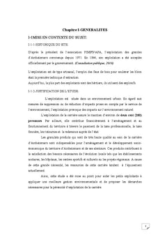 Optimisation et perennisation de l'exploitation de la carriere
