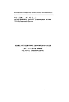 Formation continue et compétitivité des entreprises marocaines