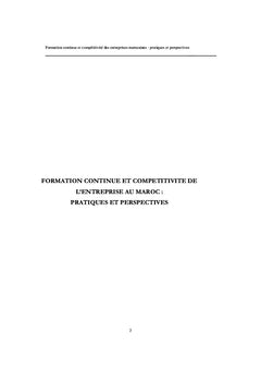 Formation continue et compétitivité des entreprises marocaines