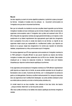 Pratiques des organismes communautaires à l'égard des femmes immigrées