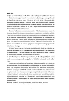 Analyse des vulnerabilites de la ville de San-Pedro