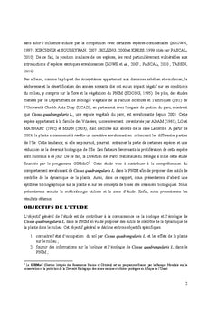 Essais du contrôle de la proliferation de Cissus quadrangularis L.