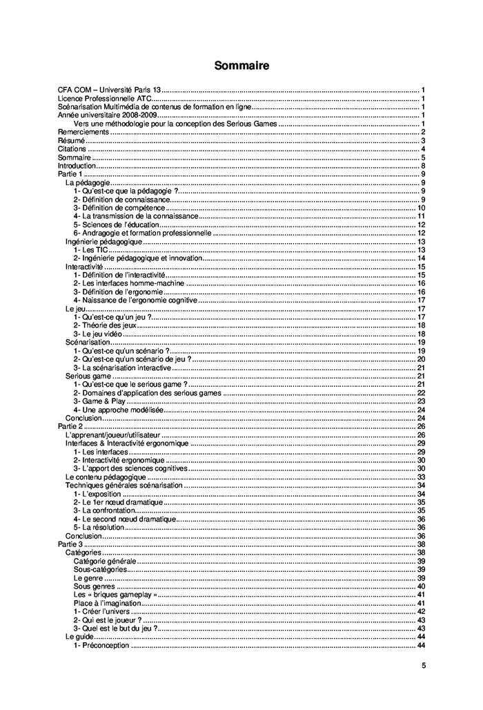 Vers une méthodologie pour la conception des Serious Games