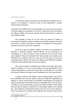 Evaluation de performances des reseaux de capteurs