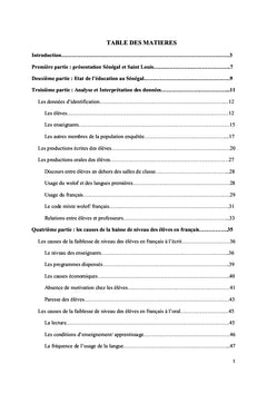 Niveau en français des élèves au Sénégal: Analyses et Perspectives