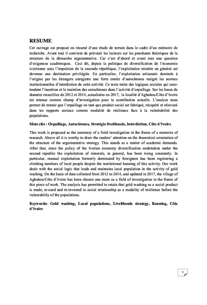 Orpaillage en Côte d'Ivoire: les mécanismes d'une entreprise locale
