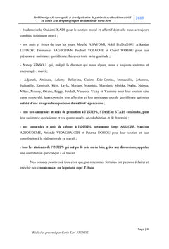 Valorisation des panegyriques des familles pour l'education des jeunes