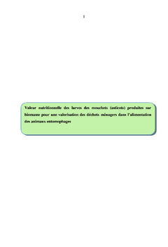Valeur nutritionnelle des larves des mouches produites sur biomasse