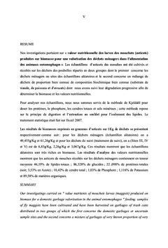 Valeur nutritionnelle des larves des mouches produites sur biomasse