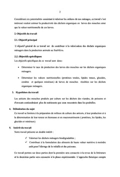Valeur nutritionnelle des larves des mouches produites sur biomasse