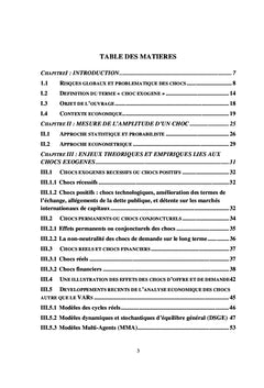 Tome I: Analyse des fluctuations induites par les chocs exogenes