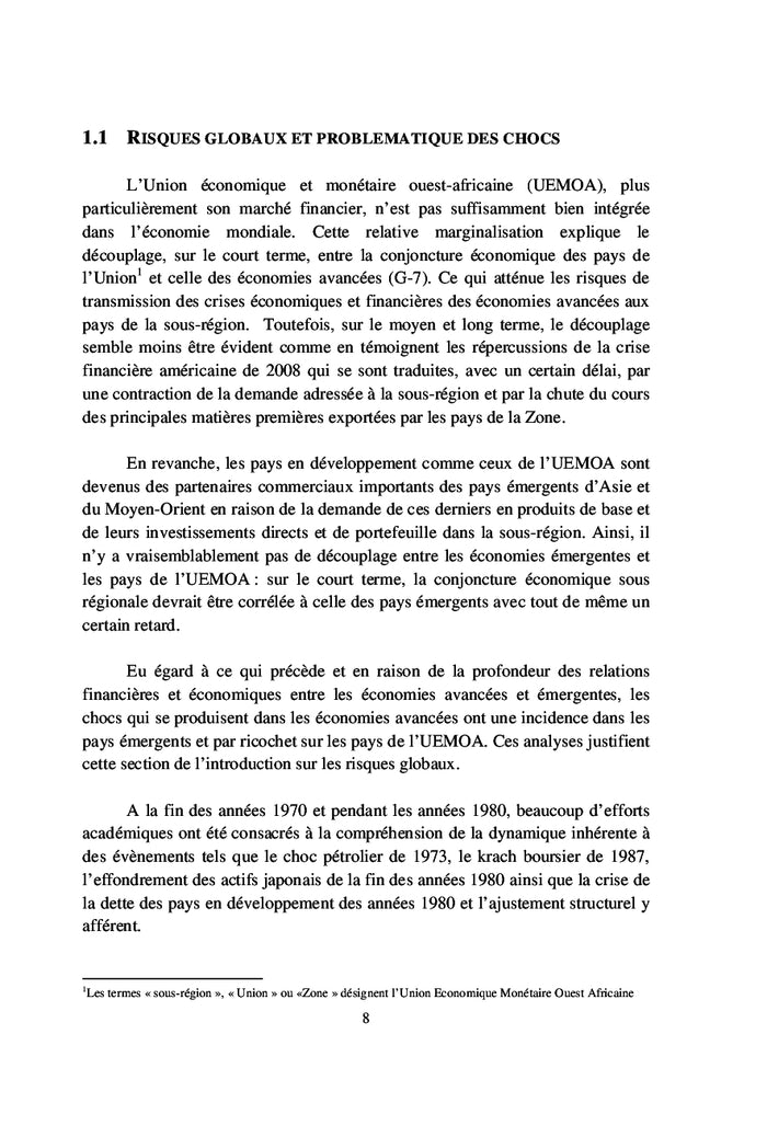 Tome I: Analyse des fluctuations induites par les chocs exogenes