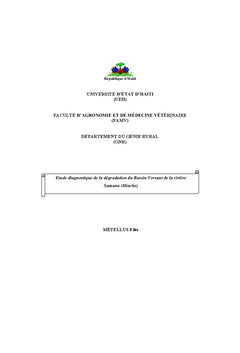 Etude diagnostique du Bassin Versant de la Riviere Samana, Hinche