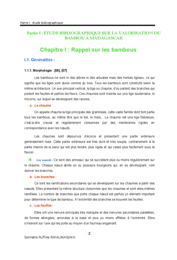 Valorisation du Bambou geant de Madagascar