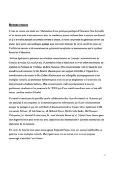Vers l'élaboration d'une politique d'éducation non formelle en Haiti