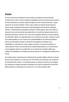 Vers l'élaboration d'une politique d'éducation non formelle en Haiti