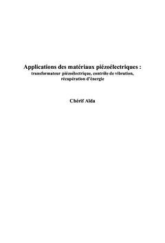 Applications des materiaux piezoelectriques