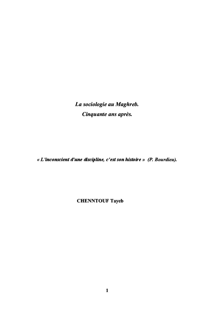La sociologie au Maghreb Cinquante ans après