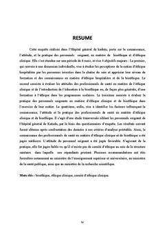 Pratique de l'éthique clinique et bioethique par le personnel soignant