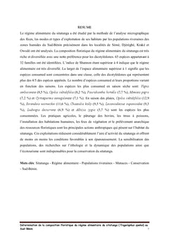 Regime alimentaire du sitatunga (Tragelaphus spekii) au Sud-BENIN