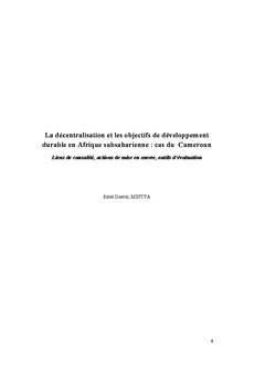 La décentralisation et les ODD en Afrique francophone: cas du Cameroun
