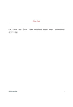 Le Bruit des Mots