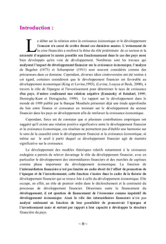Developpement financier et croissance economique
