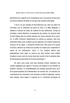 Romantisme et liberte dans la presse periodique (1815-1830)