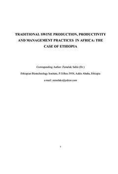 Traditional Swine Production, Productivity and Management in Africa