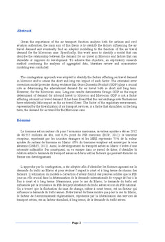 Analyse des determinants de la demande du transport aerien au Maroc