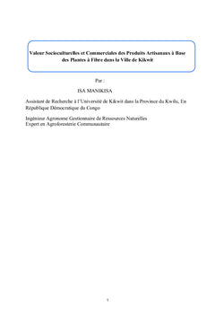 Valeur socioculturelles et commerciales des produits artisanaux