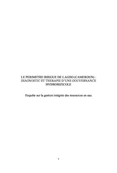 Gouvernance hydrorizicole du périmètre irrigué de Lagdo (Cameroun)