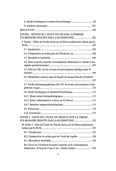 Effets des huiles de lin et de nigelle sur la fibrose pulmonaire
