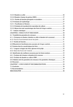 Evaluation des paramètres de croissance de l'essai de Irvingia wombolu