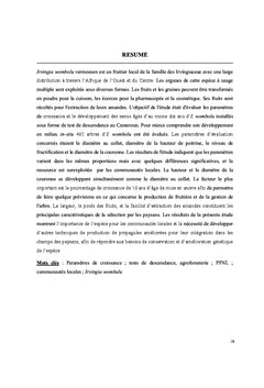 Evaluation des paramètres de croissance de l'essai de Irvingia wombolu