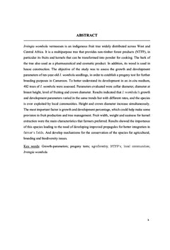 Evaluation des paramètres de croissance de l'essai de Irvingia wombolu