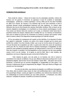 Le psychotrauma en zone de conflit: trois etudes de cas