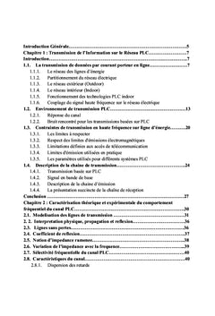 Etude analytique et experimentale du reseau PLC