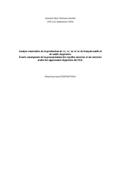 Les voyelles / /, / /, /oe/, /a/ chez les apprenants chypriotes du FLE