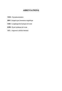 Les Lesions kystiques de la rate