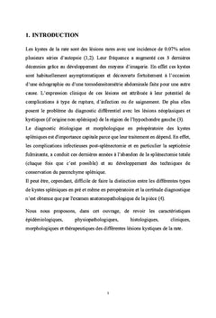 Les Lesions kystiques de la rate