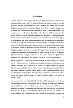 Introduction a la restauration ecologique de la mine de Kettara