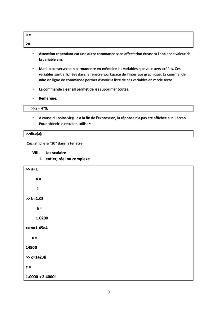 Atelier Maths exercices corriges et illustrations en MATLAB