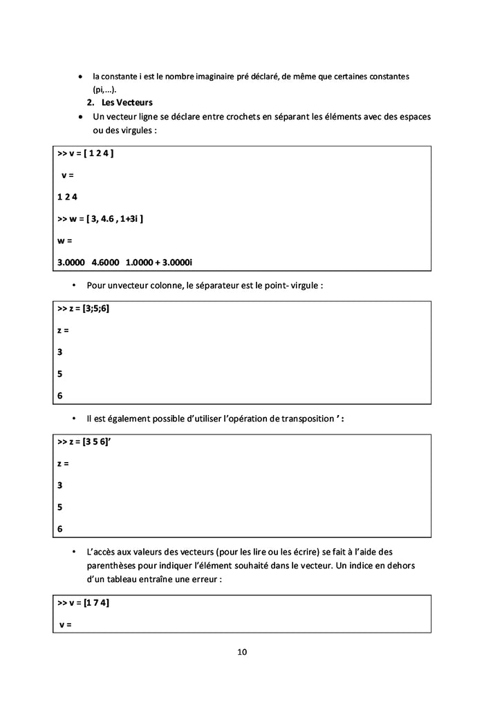 Atelier Maths exercices corriges et illustrations en MATLAB
