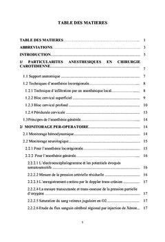 Anesthesie pour chirurgie de la carotide